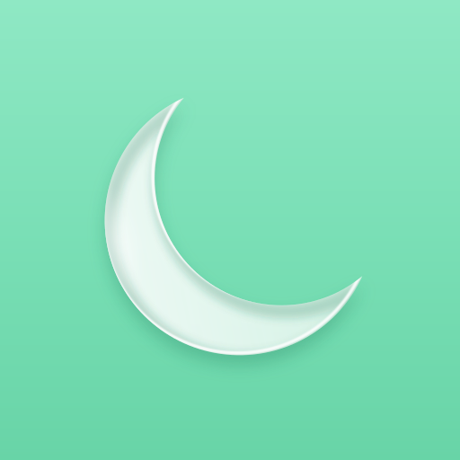 Prayer Tracker app icon: a white glass crescent on a mint background